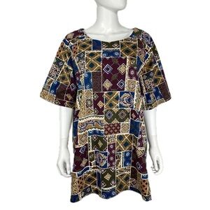 Hunt Club Women’s Vintage 90’s Patchwork Print Tunic Knit Top